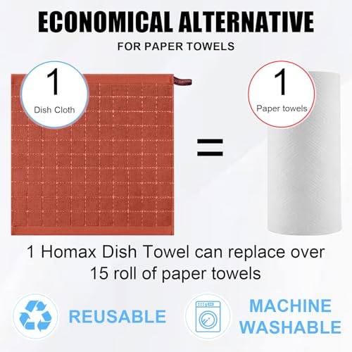 100% Cotton Terry Kitchen Dish Cloths (Rust / 12 X 12 - 6 Pack)