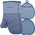 Silicone Oven Mitts (4PCS-13"L x 7"w/Sky Blue-HeartSet)