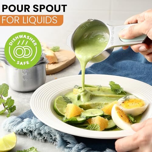 Magnetic Stainless Steel Measuring Cups Set of 7 Patented (Mint / Magnetic - Set of 7)
