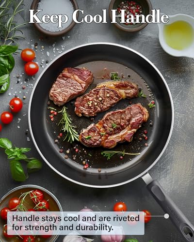 Professional Pots and Pans Nonstick Cookware Set (12 Piece Cookware Set / Marble Red)