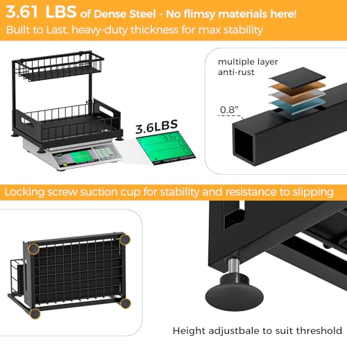 2-Pack L-Shaped Under Sink Organizer, 2-Tier Pull-out Cabinet Rack (Black / 2 Pack)