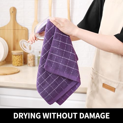100% Cotton Terry Kitchen Towels (Purple / 13 X 28 - 6 Pack)