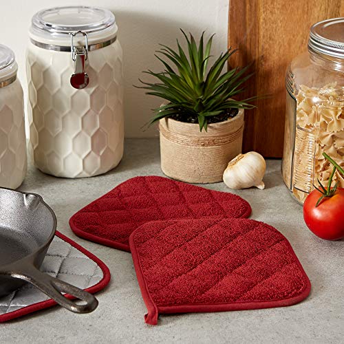 Basic Terry Collection Quilted 100% Cotton (Potholder (3 Piece) / Barn Red)