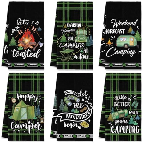 6 Pcs Camping Kitchen Towels Black Absorbent Dishcloth (Camping Kitchen)