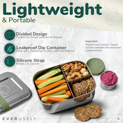 Stainless Steel Bento Box + Condiment Container (Sage / 47oz / 1400ml)