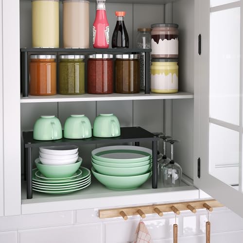 2 Pack Cabinet Organizer Shelf (15.8"W / Black)