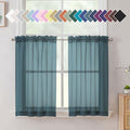 Dusty Blue Sheer Curtains 36 inches Long (40"W x 36"L (Pack of 2) / Dusty Blue)