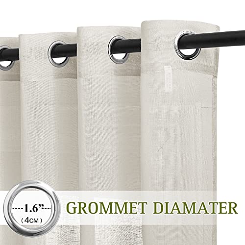 Small Window Curtains Semi Sheer Linen Burlap Drapes (36"W x 63"L (Pack of 2) / Natural)