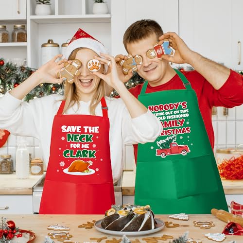 Christmas Matching Aprons for Couples (Red Green Christmas)