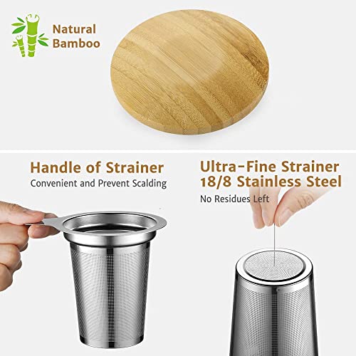 Double Wall Tea Infuser Mug with Infuser 14.5oz for Loose Leaf Tea (Type 1 Transparent)