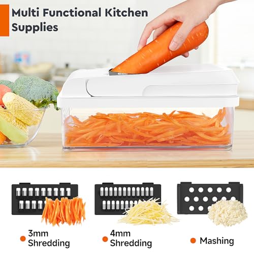 12-in-1 Vegetable Chopper, Food Veggie Chopper With Container (Black / 7 blades)