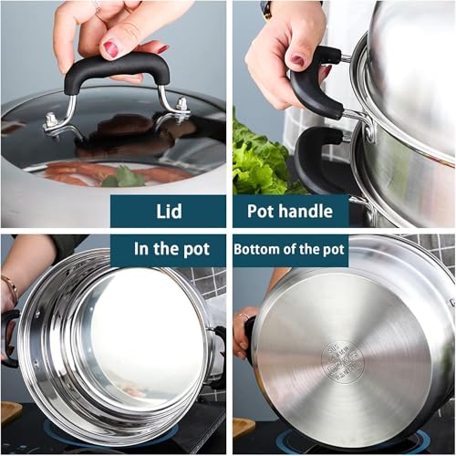 Steamer Pot for Cooking 14.2 inch Steam Pots with Lid 2 (14.2 Inch)