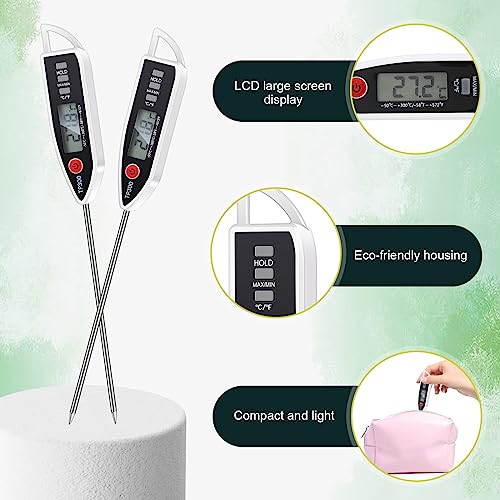 12 Set Digital Food Thermometer Long Probe Instant (White)