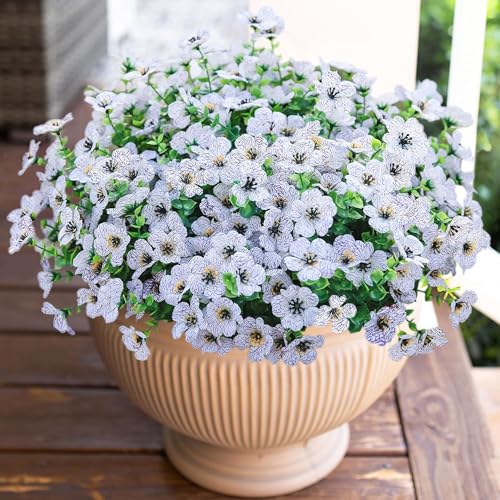 Artificial Flowers for Outdoor Indoor Garden Home Decoration (Creamy White)