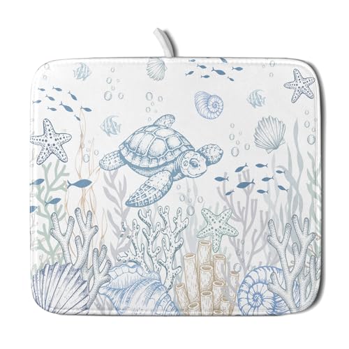 Ocean Turtle Dish Drying Mat (18" x 16")