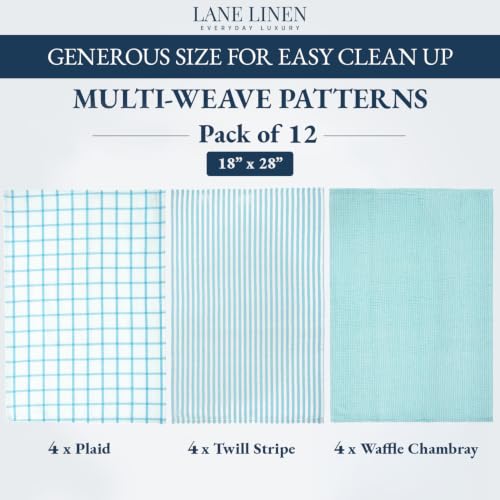 Hand Towels for Kitchen 100% Cotton Quick Drying 12 Pack (18"x28" - 12 Pack / 04: Aqua)