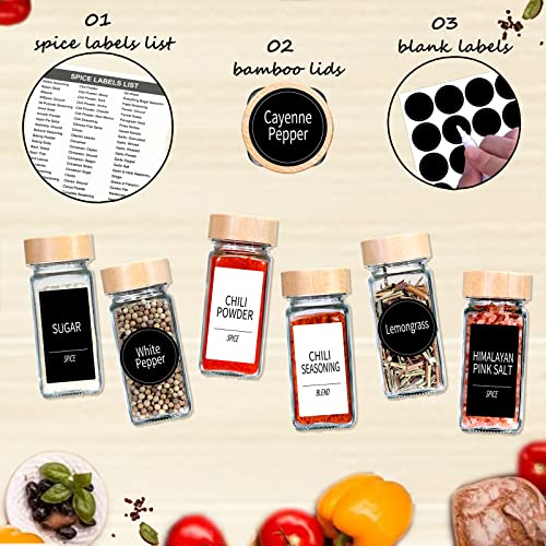 24 Pack Empty Glass Spice Jars with Labels
