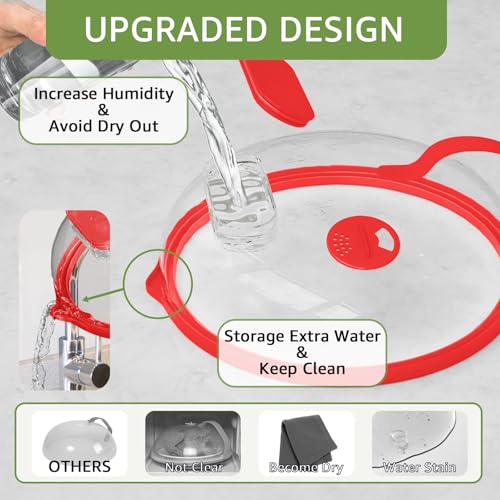Microwave Splatter Cover with Water Steamer for Food (Red)