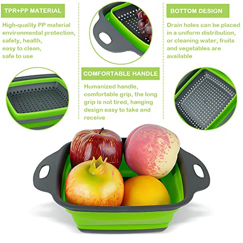 2 PCS Collapsible Colander Set (2PCS-Green)