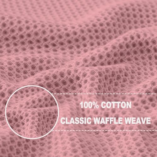 100% Cotton Waffle Weave Kitchen Dish Towels 6 (Dried Rose / 13 X 28 - 6 Pack)