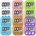 Digital Kitchen Classroom Timers for Kids Cooking 12pcs MulticolorA (White & Black & Pink & Green & Orange & Purple)