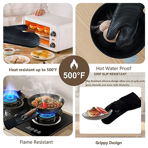 Silicone Oven Mitts (Black)