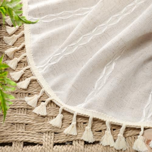Ivory 100% Boho Blackout Curtains 84 Inch 2 Panels with Tassels (Ivory White / 52"W x 84"L (Pack of 2))