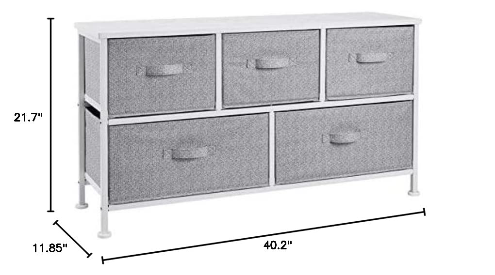 Extra Wide Fabric 5 (White / Organizer Unit + Grey Drawers)