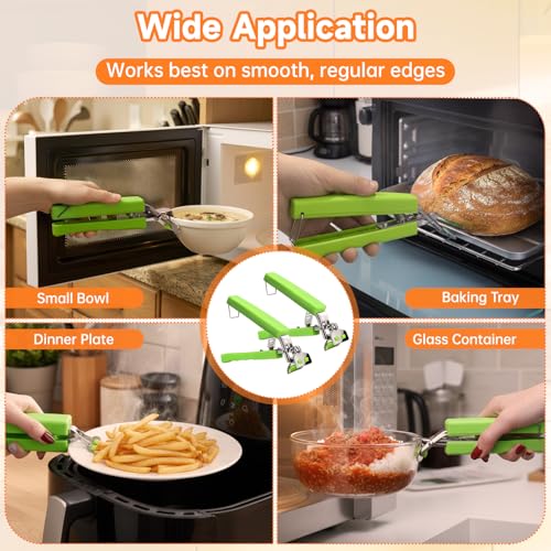 2 Pack Hot Plate Gripper Clips Holder Tongs for Moving Hot Plate Bowls Pizza Pan Air Fryer Microwave Oven with Food Out