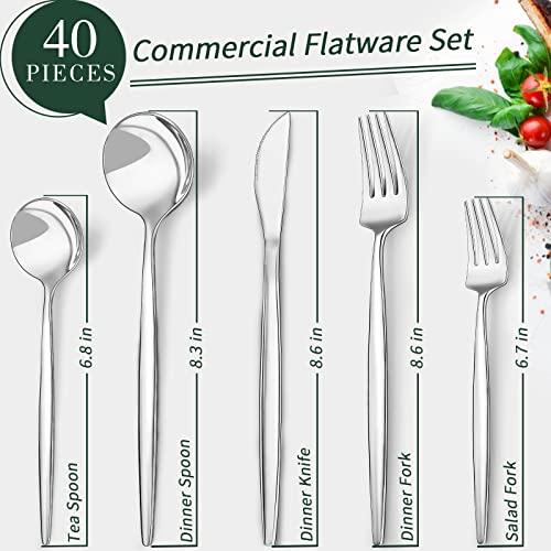 40 Piece Silverware Set for 8 (Silver)