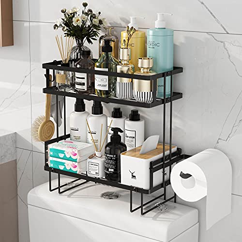 2 Tier Over Toilet Storage Shelf (Black / 2-Tier)