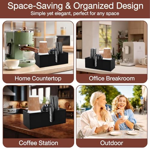 Acrylic Coffee Cup Holder for Countertop (Black / 3 Slots)