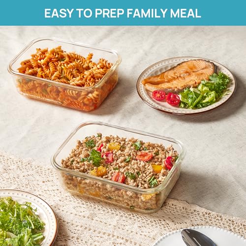 1Pack 1860ml 63oz Large Glass Storage Container with Lids (Grey / 1pk63oz)