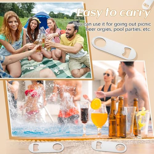 30 Pcs Flat Bottle Opener 3.5 x 1.18 inches Stainless Steel Beer bottle Openers Heavy Duty Bar Blade Solid Bottle Cap Opener Funny Bartender Bottle Opener for Kitchen Party Supplies (3.5 x 1.18 inches / Silver)