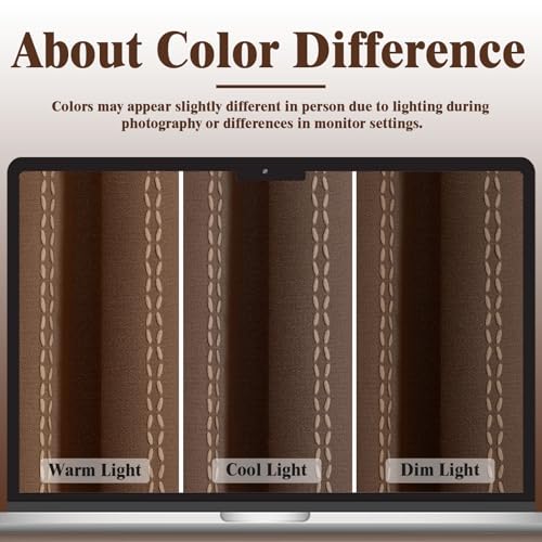 Brown 100% Boho Blackout Curtains 84 Inch 2 Panels with Tassels (Brown / 52"W x 84"L (Pack of 2))
