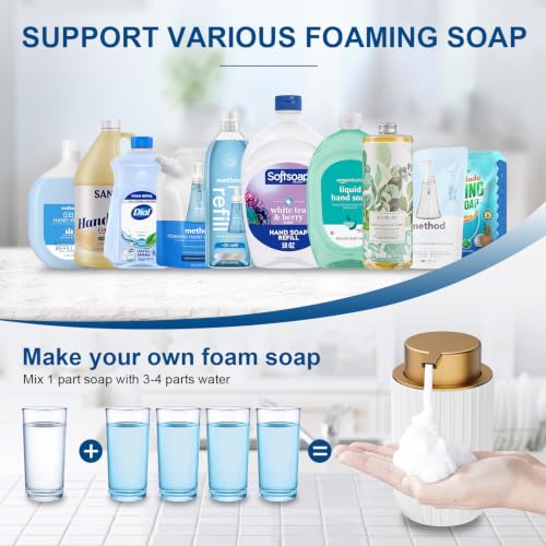Ceramic Foaming Soap Dispenser (Matte White Gold-1pack)