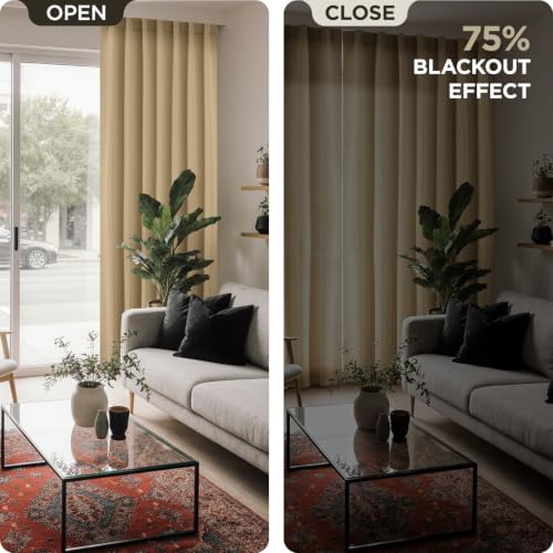 Light Beige Blackout Curtains 84 inch Length 2 Panels Set (Light Beige / 52"W x 84"L (Pack of 2))