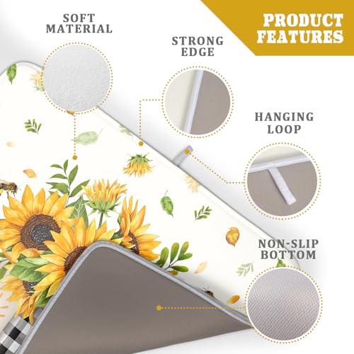 Sunflower Vases Dish Drying Mat for Countertop (24" x 18")