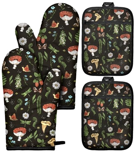Cotton Oven Mitts and Pot Holders Sets (Forest Charm)