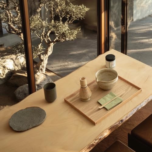 Matcha Set with Handmade Ceramic Bowl & Bamboo Whisk (Sandstone Reactive Glaze)