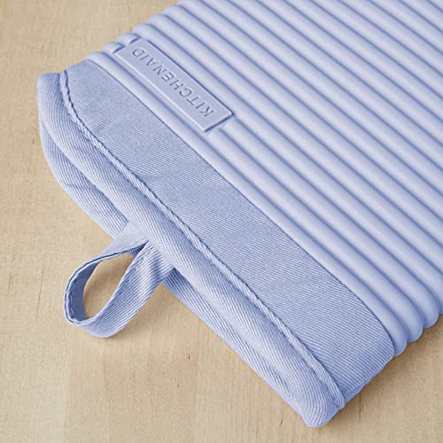 Ribbed Soft Silicone Oven Mitt 2 (7.5"x13" / Lavender Cream)