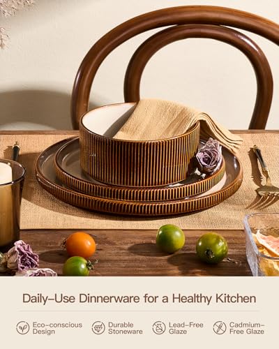 Dinnerware Set for 4 (Cream Brown)