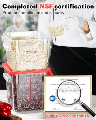 2QT&4QT 4PCS NSF Commercial Clear Food Storage Containers with Lids (A1-2QT&4QT-RED)