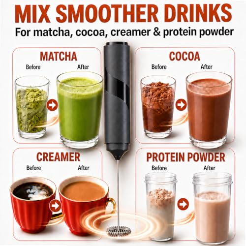 Portable Milk Frother Handheld (Glossy Black)