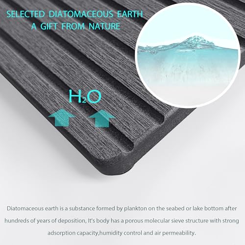 2 PCS Water Absorbent diatomite Coasters (7.1 x 3.5 inches / Dark Grey)