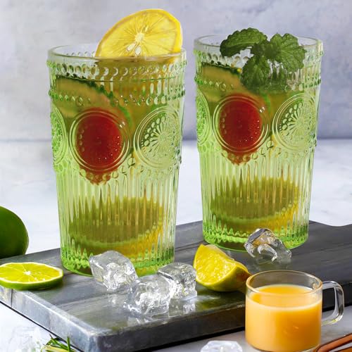 6pcs Vintage Drinking Glasses Set (Green)