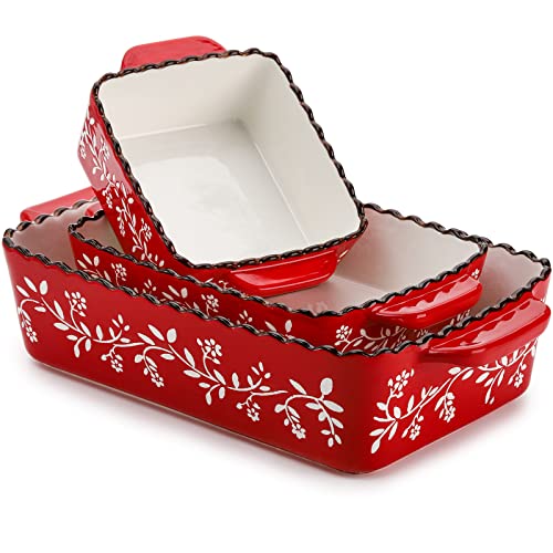 3 Pack Ceramic Bakeware Set (Red)