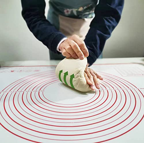 silicone pastry non stick baking mat with measurement fondant mat with three sizes for silicone baking mat (Red / 24"L x 16"W)