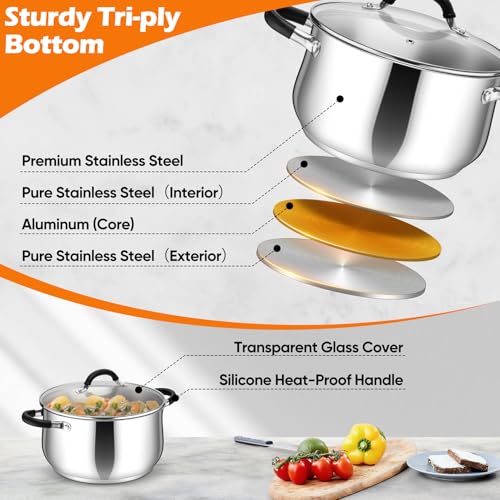 6 Quart Stainless Steel Stock Pot (6 Quarts)