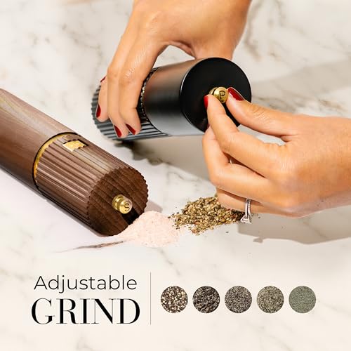 Wooden Salt and Pepper Grinder Set (Black and Dark Wood)